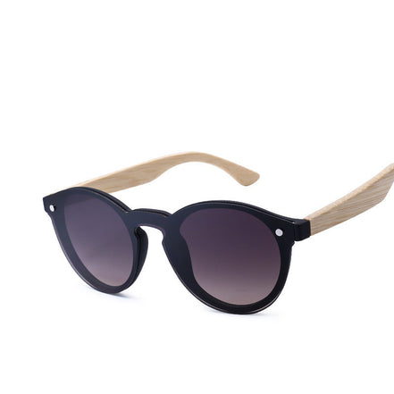 Round Wood-Temple Sunglasses